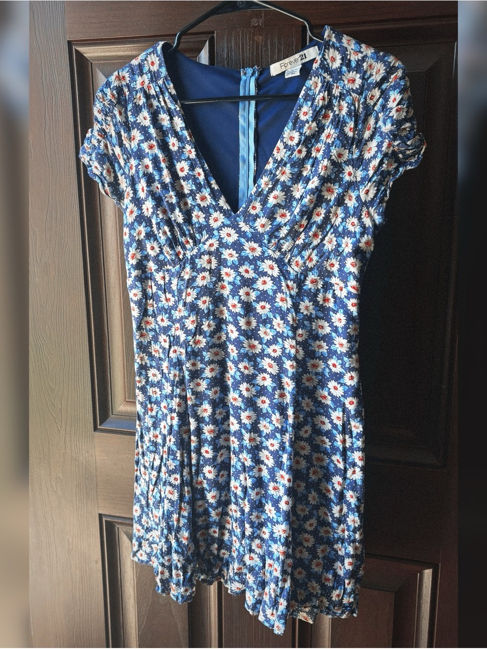 Forever 21 Blue Daisy V-Neck Summer Dress